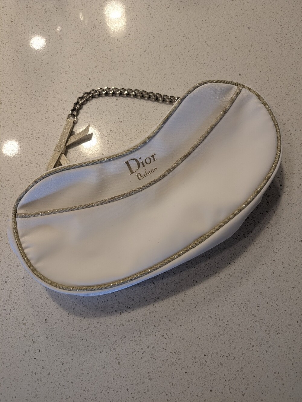 Dior Parfums White and Gold Chain Cosmetic shoulder Bag NWOT